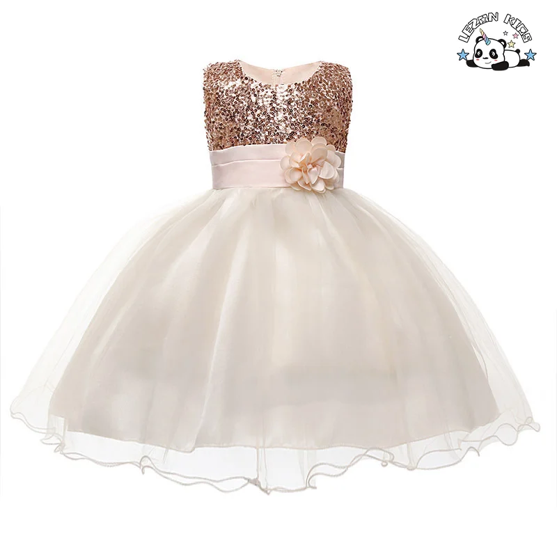 LEZONKIDS - Customizable High Quality Kids Sequins Princess Sleeveless Flower Ball Gown Tulle Dress for 2-14T Kids